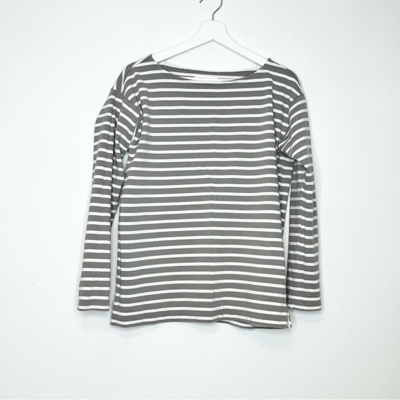 Everlane Gray and White Striped Long Sleeve Top - Picture 1 of 4